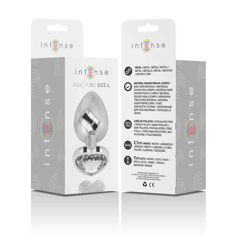 INTENSE - ANAL PLUG METAL ALUMINUM WHITE HEART SIZE L - ToysByMonk