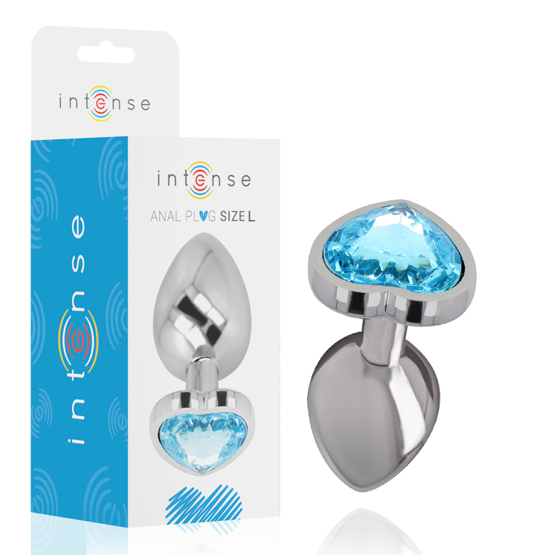 INTENSE - ALUMINUM METAL ANAL PLUG BLUE HEART SIZE L INTENSE ANAL TOYS