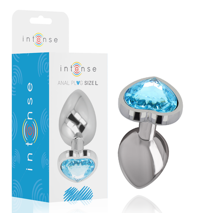 INTENSE - ALUMINUM METAL ANAL PLUG BLUE HEART SIZE L INTENSE ANAL TOYS