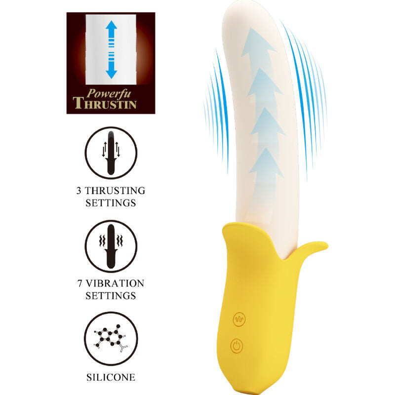 PRETTY LOVE - BANANA GEEK SUPER POWER 7 VIBRATIONS UP&DOWN SILICONE BLACK - ToysByMonk