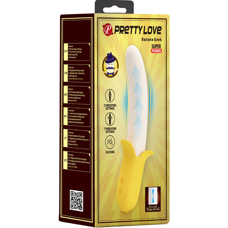 PRETTY LOVE - BANANA GEEK SUPER POWER 7 VIBRATIONS UP&DOWN SILICONE BLACK - ToysByMonk