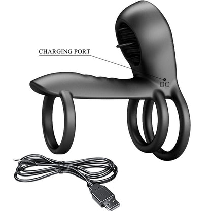 PRETTY LOVE - JAMMY PENIS SHEATH 12 VIBRATIONS WITH RECHARGEABLE SILICONE TONGUE PRETTY LOVE MALE