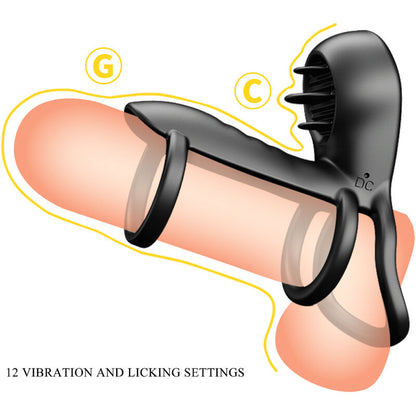 PRETTY LOVE - JAMMY PENIS SHEATH 12 VIBRATIONS WITH RECHARGEABLE SILICONE TONGUE PRETTY LOVE MALE