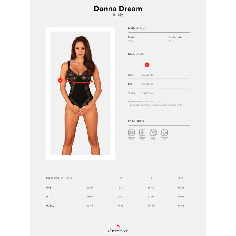 OBSESSIVE - DONNA DREAM CROTCHLESS TEDDY XS/S - ToysByMonk