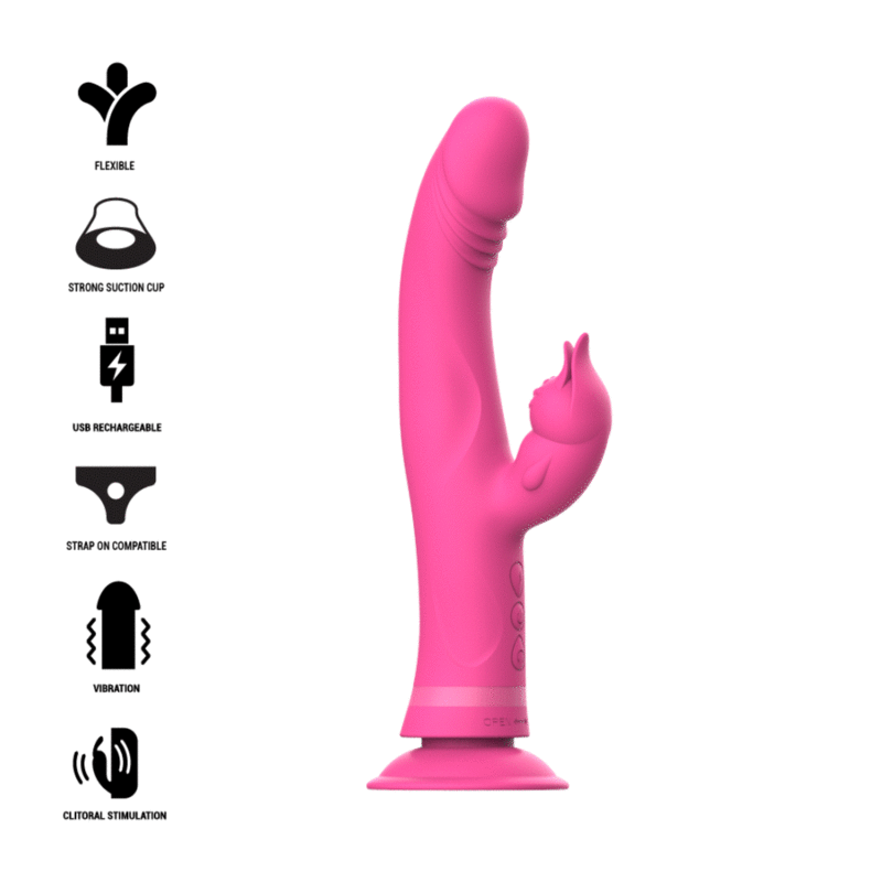 INTENSE - JULIO RABBIT VIBRATOR PINK SILICONE - ToysByMonk