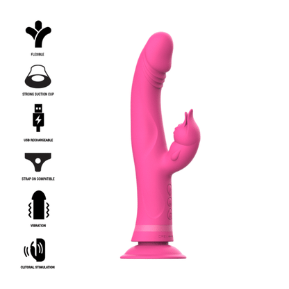 INTENSE - JULIO RABBIT VIBRATOR PINK SILICONE - ToysByMonk