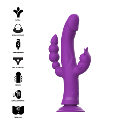 INTENSE - CASANOVA RABBIT SILICONE VIBRATOR TRIPLE MOTOR PURPLE - ToysByMonk
