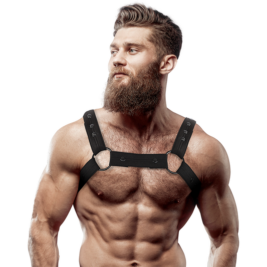 FETISH SUBMISSIVE ATTITUDE - ADJUSTABLE NEOPRENE CHEST SPORTS HARNESS FOR MEN - ToysByMonk