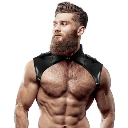 FETISH SUBMISSIVE ATTITUDE - MEN'S BRIGADE ADJUSTABLE ECO-LEATHER NECK HARNESS - ToysByMonk