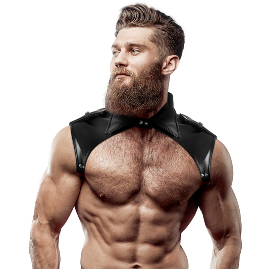 FETISH SUBMISSIVE ATTITUDE - MEN'S BRIGADE ADJUSTABLE ECO-LEATHER NECK HARNESS - ToysByMonk