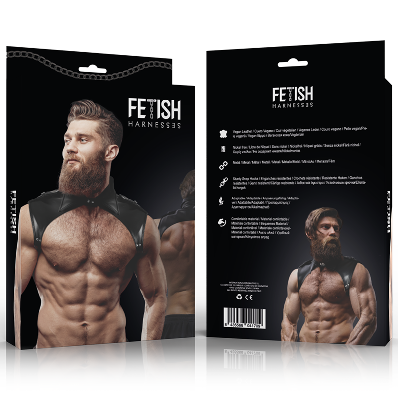 FETISH SUBMISSIVE ATTITUDE - MEN'S BRIGADE ADJUSTABLE ECO-LEATHER NECK HARNESS - ToysByMonk
