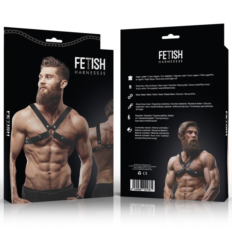 FETISH SUBMISSIVE ATTITUDE - MEN'S ADJUSTABLE ECO-LEATHER CROSS CHEST BULLDOG HARNESS - ToysByMonk