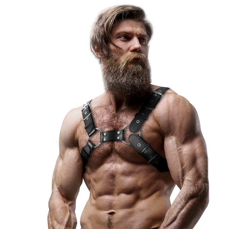 FETISH SUBMISSIVE ATTITUDE - MEN'S ADJUSTABLE ECO-LEATHER CHEST BULLDOG HARNESS - ToysByMonk