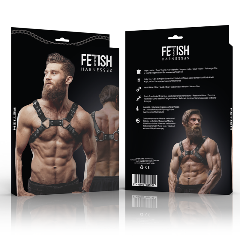 FETISH SUBMISSIVE ATTITUDE - MEN'S ADJUSTABLE ECO-LEATHER CHEST BULLDOG HARNESS - ToysByMonk