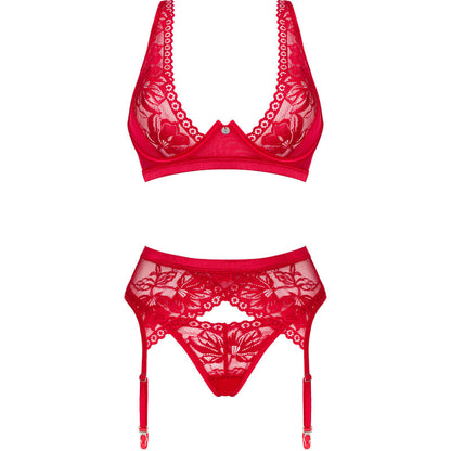 OBSESSIVE - LACELOVE SET THREE PIECES RED XS/S - ToysByMonk