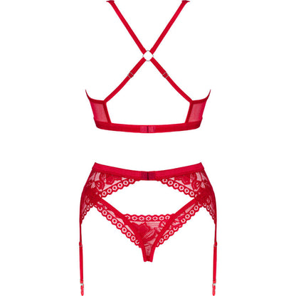 OBSESSIVE - LACELOVE SET THREE PIECES RED XS/S - ToysByMonk
