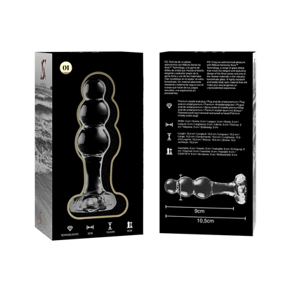 NEBULA SERIES BY IBIZA - MODEL 1 ANAL PLUG BOROSILICATE GLASS CLEAR 10.5 CM -O- 3 CM - ToysByMonk