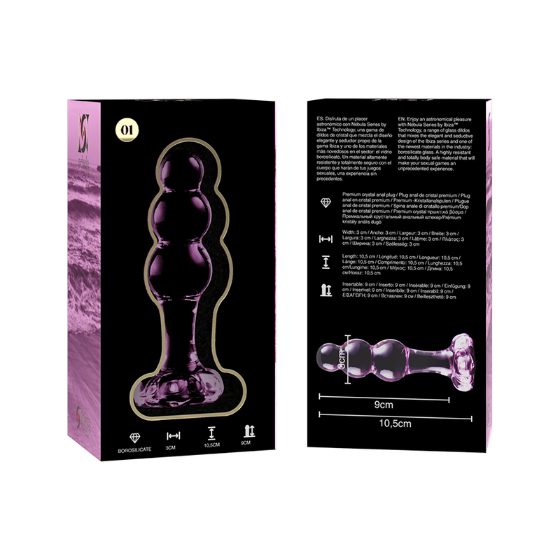 NEBULA SERIES BY IBIZA - MODEL 1 ANAL PLUG BOROSILICATE GLASS CLEAR 10.5 CM -O- 3 CM - ToysByMonk