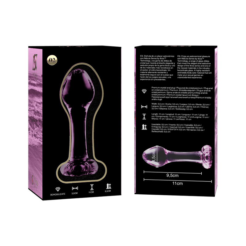 NEBULA SERIES BY IBIZA - MODEL 2 ANAL PLUG BOROSILICATE GLASS CLEAR 11 CM -O- 3.5 CM - ToysByMonk