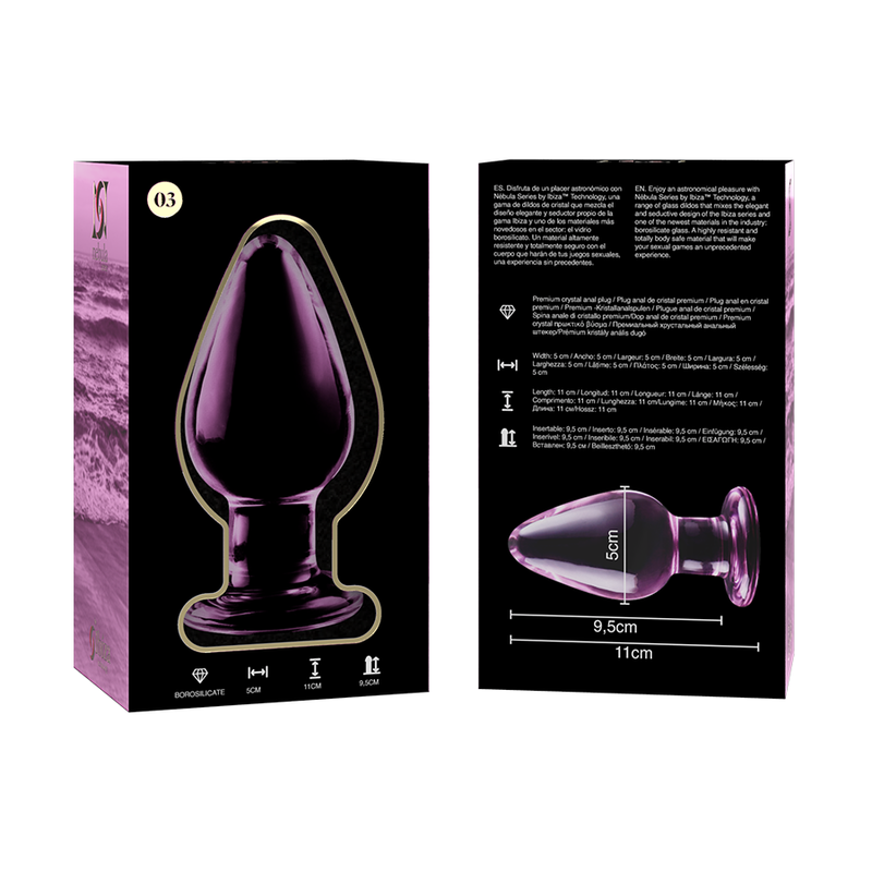 NEBULA SERIES BY IBIZA - MODEL 3 ANAL PLUG BOROSILICATE GLASS TRANSPARENT 11 CM -O- 5 CM - ToysByMonk
