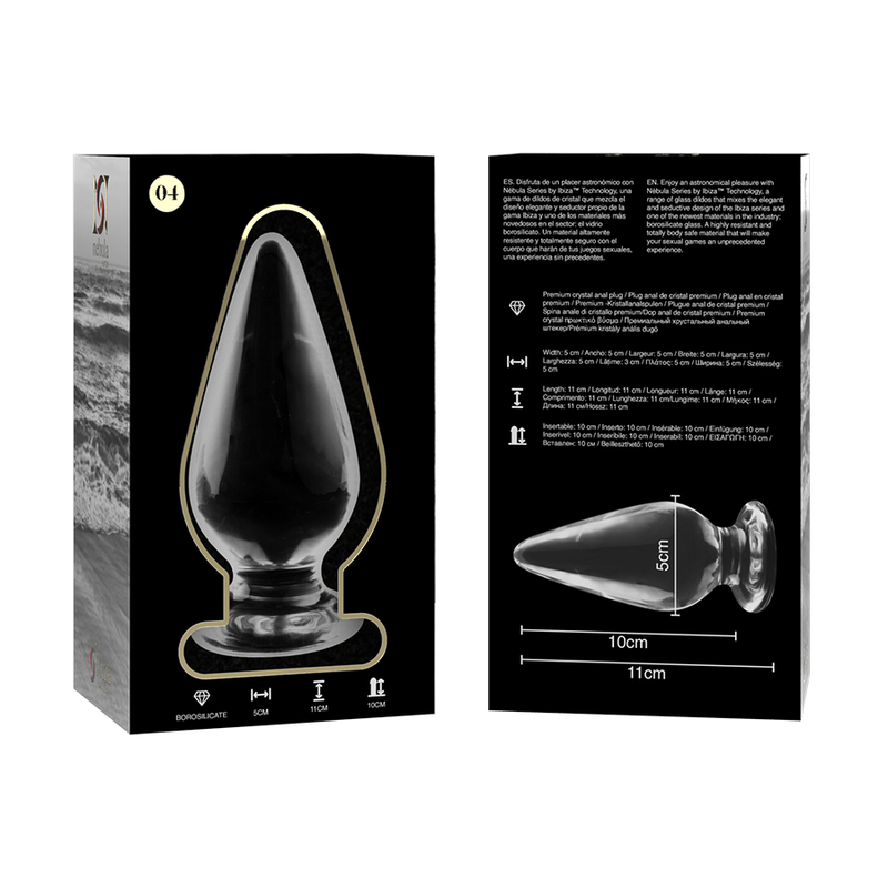NEBULA SERIES BY IBIZA - MODEL 4 ANAL PLUG BOROSILICATE GLASS CLEAR 11 CM -O- 5 CM - ToysByMonk