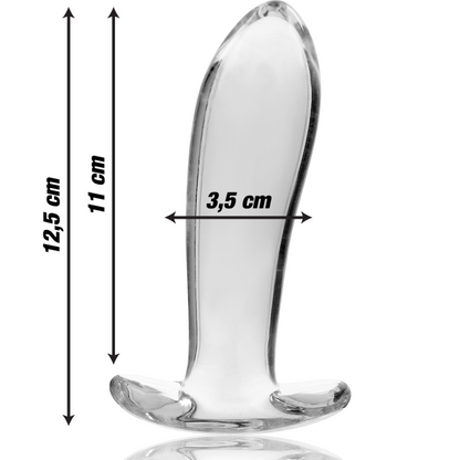 NEBULA SERIES BY IBIZA - MODEL 5 ANAL PLUG BOROSILICATE GLASS CLEAR 12.5 CM -O- 3.5 CM - ToysByMonk