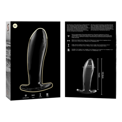 NEBULA SERIES BY IBIZA - MODEL 5 ANAL PLUG BOROSILICATE GLASS CLEAR 12.5 CM -O- 3.5 CM - ToysByMonk