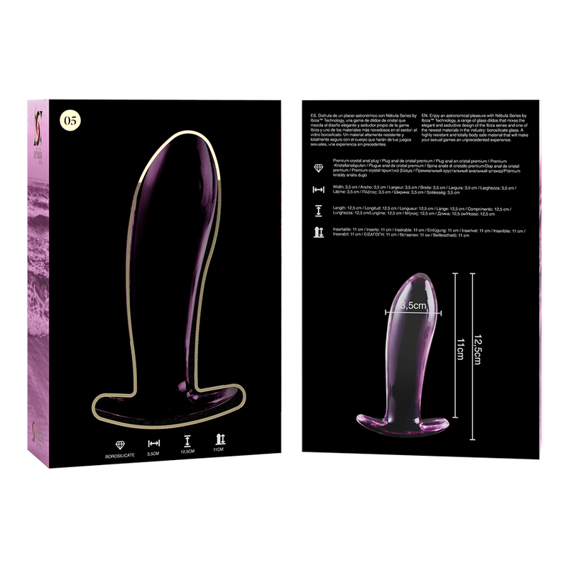 NEBULA SERIES BY IBIZA - MODEL 5 ANAL PLUG BOROSILICATE GLASS CLEAR 12.5 CM -O- 3.5 CM - ToysByMonk