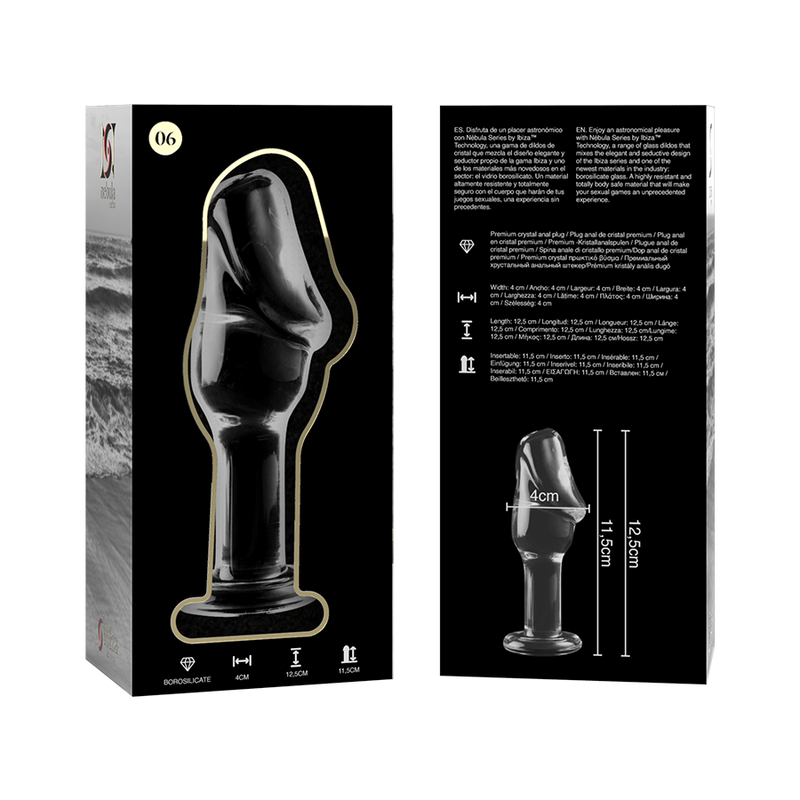 NEBULA SERIES BY IBIZA - MODEL 6 ANAL PLUG BOROSILICATE GLASS CLEAR 12.5 CM -O- 4 CM - ToysByMonk
