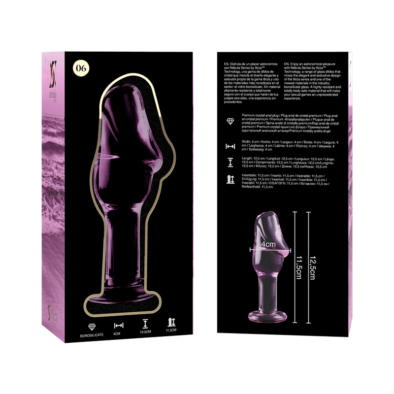 NEBULA SERIES BY IBIZA - MODEL 6 ANAL PLUG BOROSILICATE GLASS CLEAR 12.5 CM -O- 4 CM - ToysByMonk