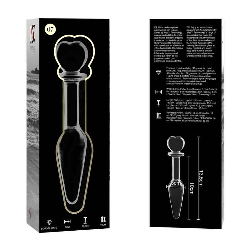 NEBULA SERIES BY IBIZA - MODEL 7 ANAL PLUG BOROSILICATE GLASS CLEAR 13.5 CM -O- 3 CM - ToysByMonk