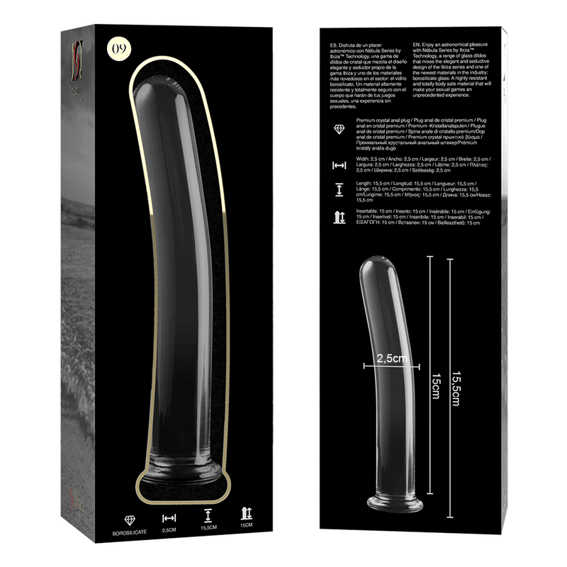 NEBULA SERIES BY IBIZA - MODEL 9 DILDO BOROSILICATE GLASS CLEAR 15.5 CM -O- 2.5 CM - ToysByMonk