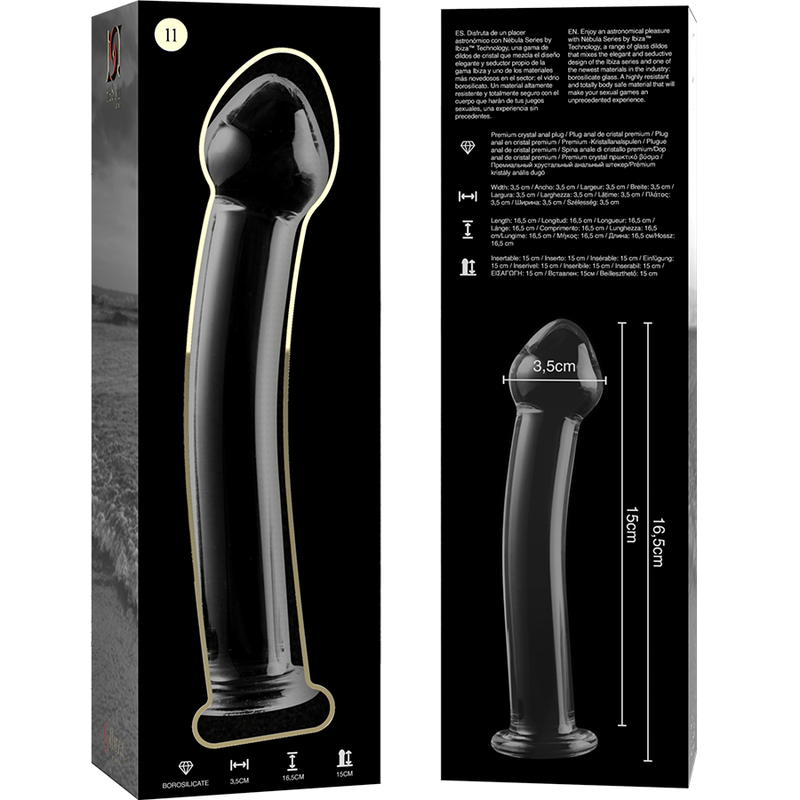 NEBULA SERIES BY IBIZA - MODEL 11 DILDO BOROSILICATE GLASS CLEAR 16 CM -O- 3 CM - ToysByMonk
