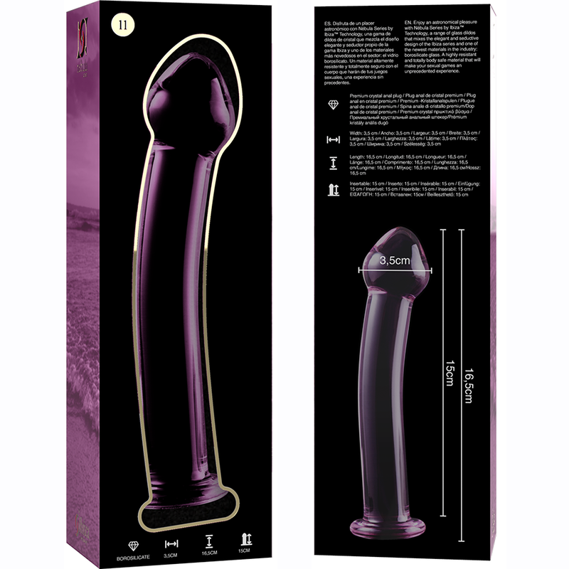NEBULA SERIES BY IBIZA - MODEL 11 DILDO BOROSILICATE GLASS CLEAR 16 CM -O- 3 CM - ToysByMonk