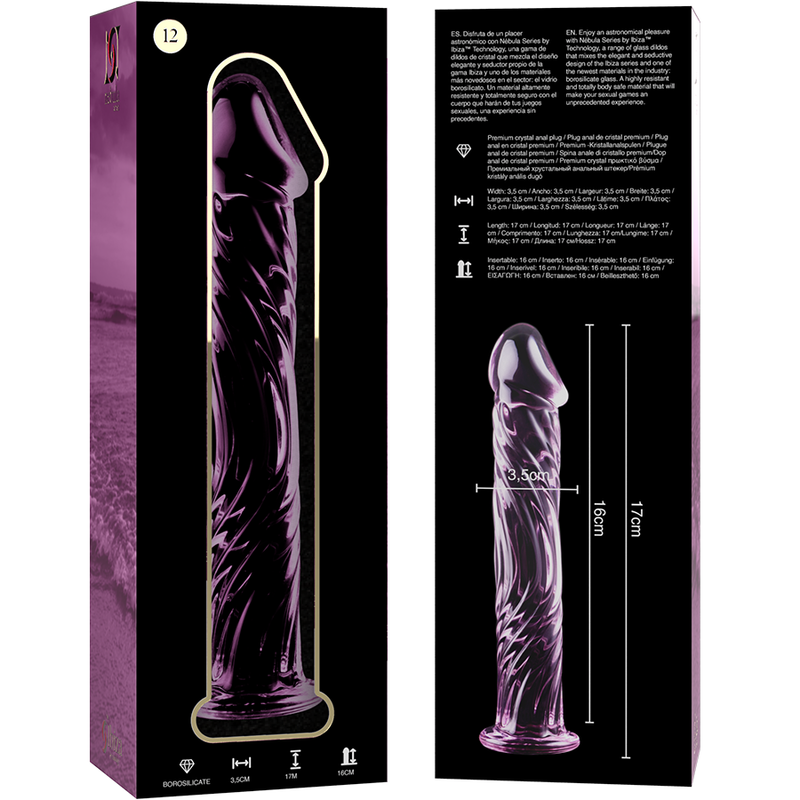 NEBULA SERIES BY IBIZA - MODEL 12 DILDO BOROSILICATE GLASS CLEAR 17 CM -O- 3.5 CM - ToysByMonk