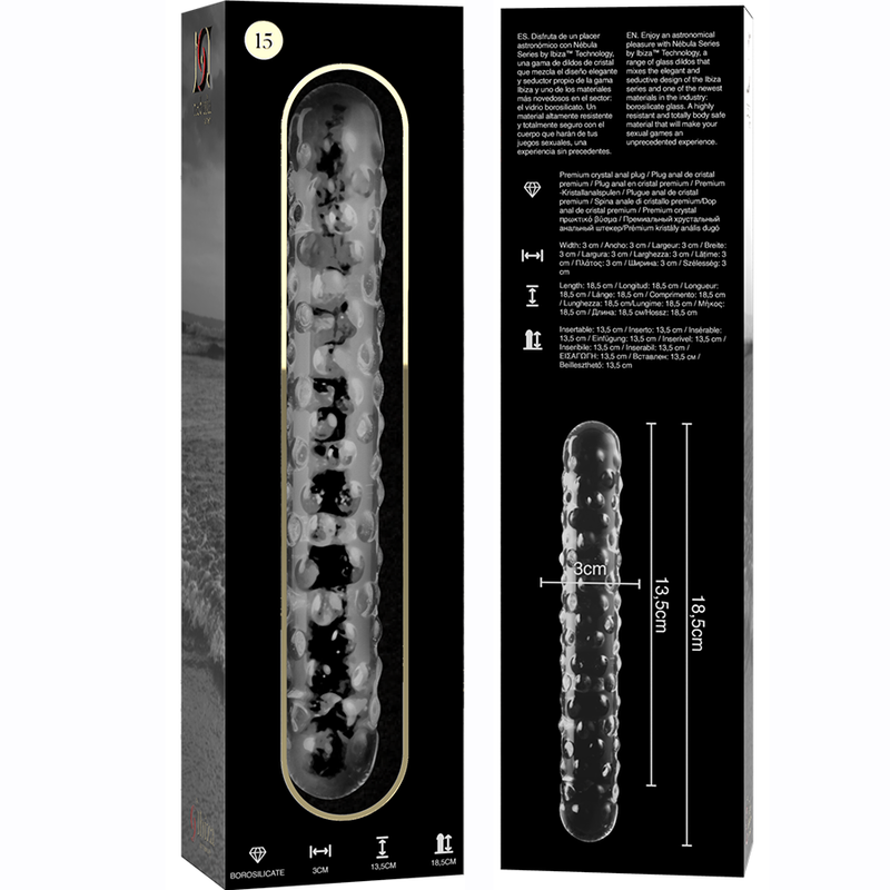 NEBULA SERIES BY IBIZA - MODEL 15 DILDO BOROSILICATE GLASS CLEAR 18.5 CM -O- 3 CM - ToysByMonk