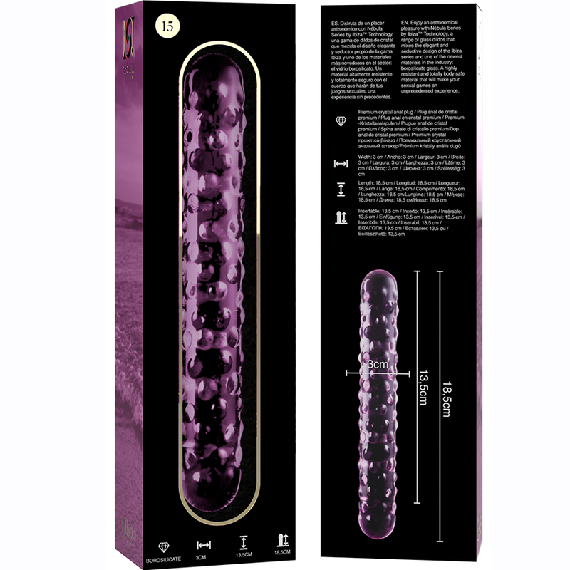 NEBULA SERIES BY IBIZA - MODEL 15 DILDO BOROSILICATE GLASS CLEAR 18.5 CM -O- 3 CM - ToysByMonk
