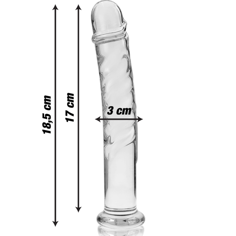 NEBULA SERIES BY IBIZA - MODEL 16 DILDO BOROSILICATE GLASS CLEAR 18.5 CM -O- 3 CM - ToysByMonk