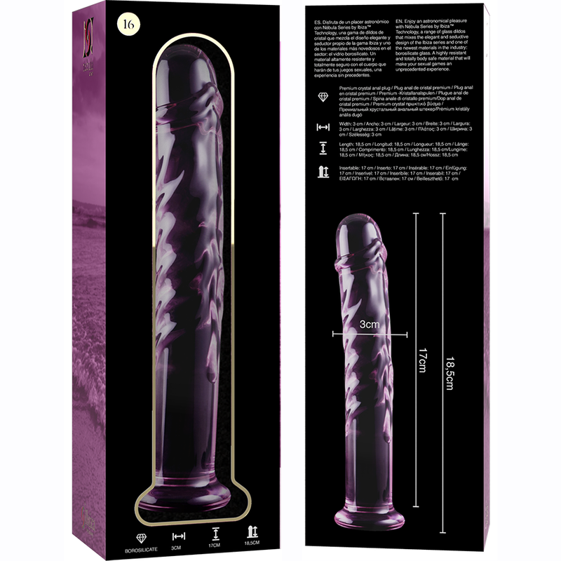 NEBULA SERIES BY IBIZA - MODEL 16 DILDO BOROSILICATE GLASS CLEAR 18.5 CM -O- 3 CM - ToysByMonk