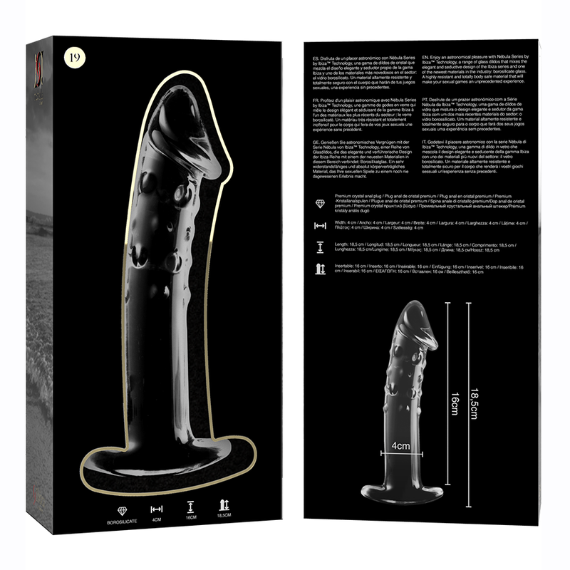 NEBULA SERIES BY IBIZA - MODEL 19 DILDO BOROSILICATE GLASS CLEAR 18.5 CM -O- 4 CM - ToysByMonk