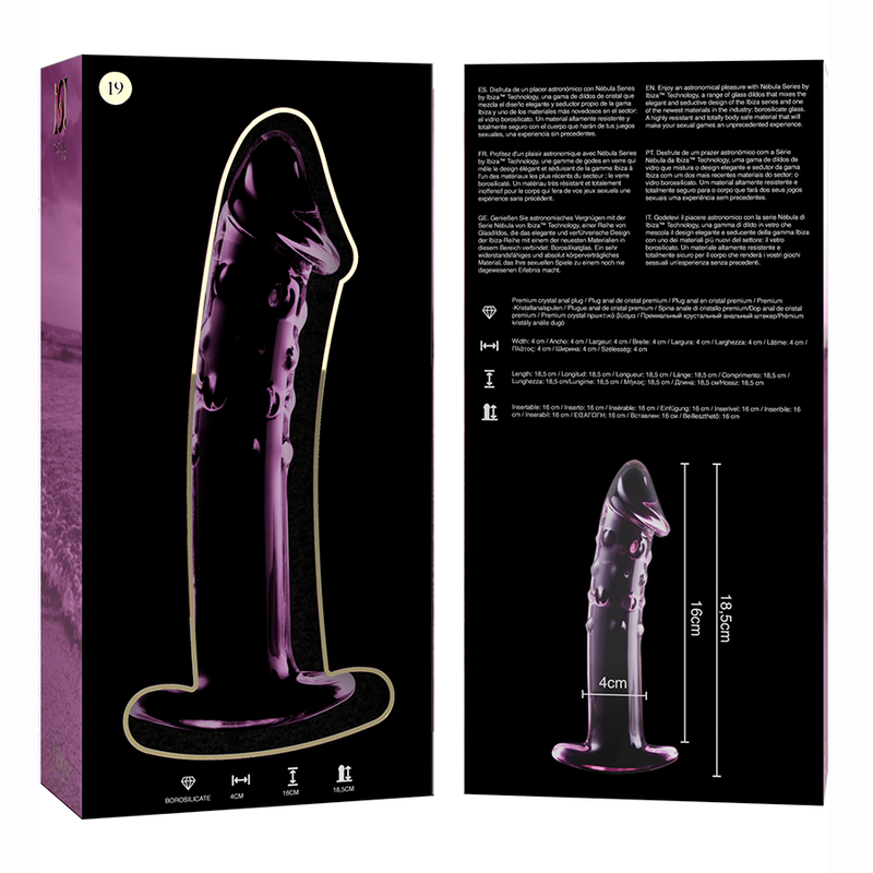 NEBULA SERIES BY IBIZA - MODEL 19 DILDO BOROSILICATE GLASS CLEAR 18.5 CM -O- 4 CM - ToysByMonk