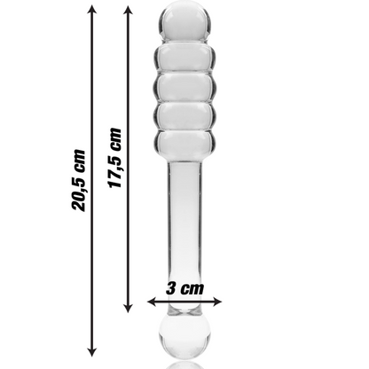 NEBULA SERIES BY IBIZA - MODEL 20 DILDO BOROSILICATE GLASS CLEAR 20.5 CM -O- 3 CM - ToysByMonk