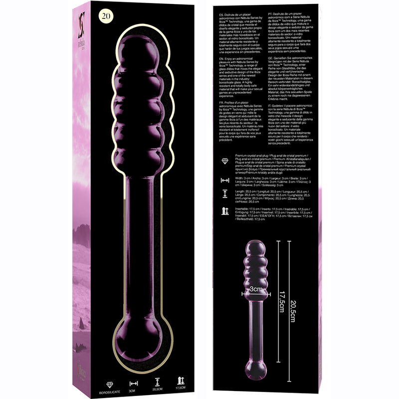 NEBULA SERIES BY IBIZA - MODEL 20 DILDO BOROSILICATE GLASS CLEAR 20.5 CM -O- 3 CM - ToysByMonk