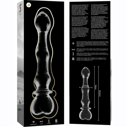 NEBULA SERIES BY IBIZA - MODEL 21 DILDO BOROSILICATE GLASS CLEAR 20.5 CM -O- 3.5 CM - ToysByMonk