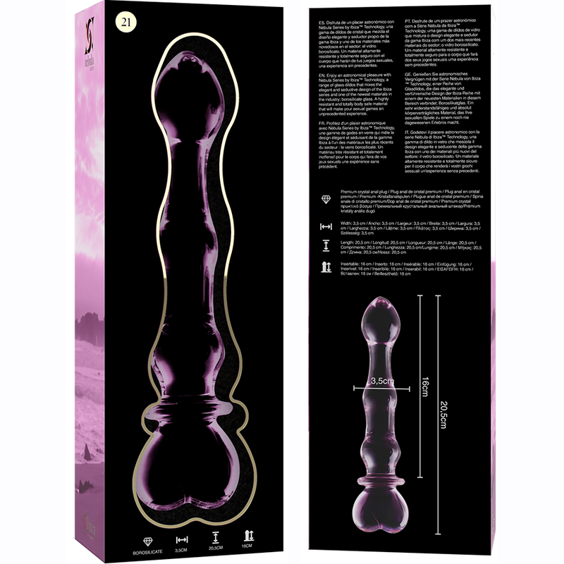 NEBULA SERIES BY IBIZA - MODEL 21 DILDO BOROSILICATE GLASS CLEAR 20.5 CM -O- 3.5 CM - ToysByMonk