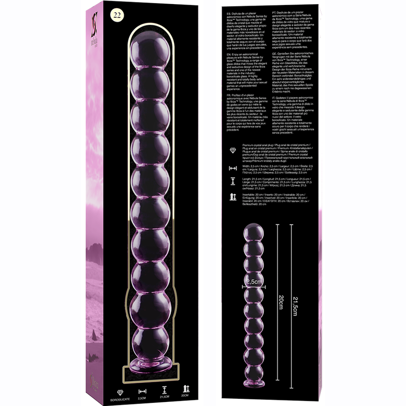 NEBULA SERIES BY IBIZA - MODEL 22 DILDO BOROSILICATE GLASS CLEAR 21.5 CM -O- 2.5 CM - ToysByMonk