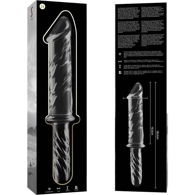 NEBULA SERIES BY IBIZA - MODEL 24 DILDO BOROSILICATE GLASS CLEAR 28.5 CM -O- 5 CM - ToysByMonk