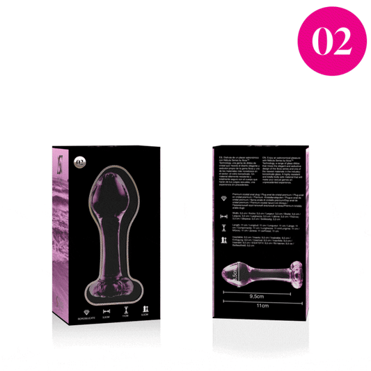 NEBULA SERIES BY IBIZA - MODEL 2 ANAL PLUG BOROSILICATE GLASS CLEAR 11 CM -O- 3.5 CM - ToysByMonk