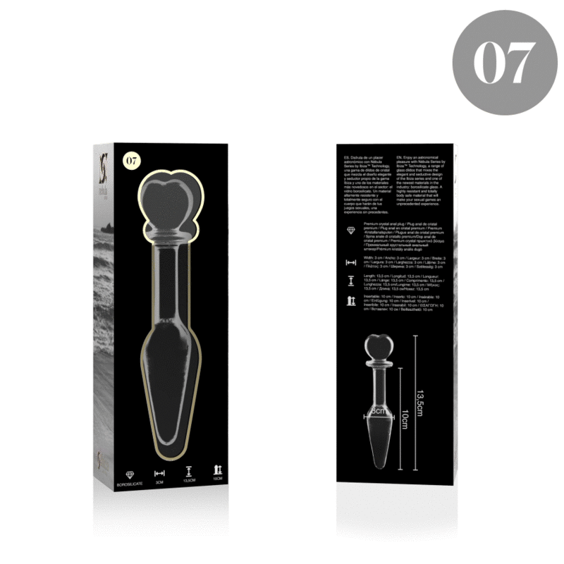 NEBULA SERIES BY IBIZA - MODEL 7 ANAL PLUG BOROSILICATE GLASS CLEAR 13.5 CM -O- 3 CM - ToysByMonk