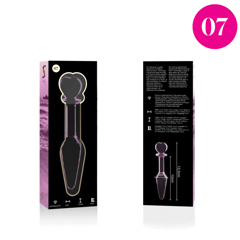NEBULA SERIES BY IBIZA - MODEL 7 ANAL PLUG BOROSILICATE GLASS CLEAR 13.5 CM -O- 3 CM - ToysByMonk